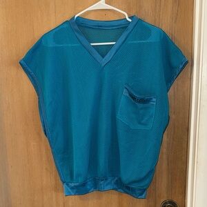 Vintage Teal Mesh Men's V-Neck Pocket Top "Acapulco" Training Work-out